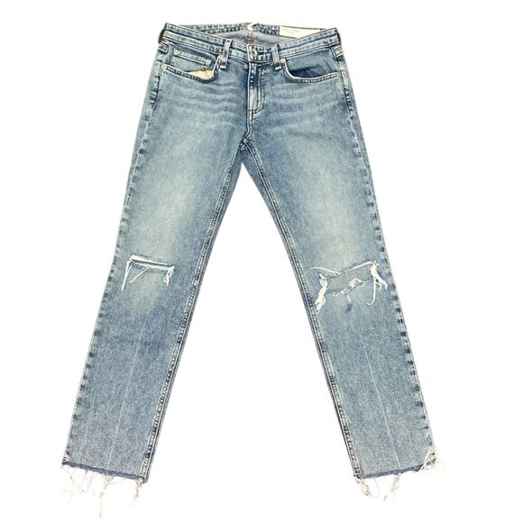 RAG & BONE Low Rise Slim Boyfriend Womens Sz 24 Distressed Light Wash - Picture 1 of 6